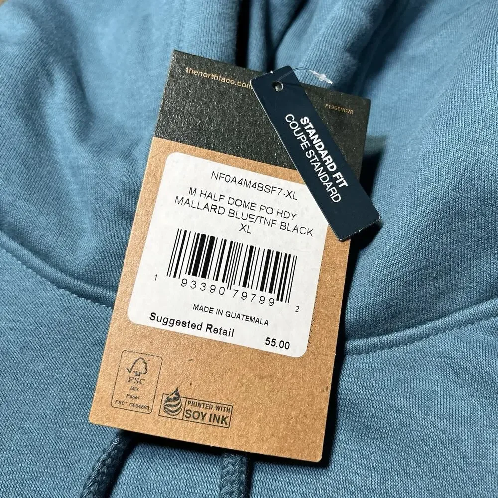 The North Face Half Dome Pullover Hoodie Men's XL Mallard Blue TNF Black NWT